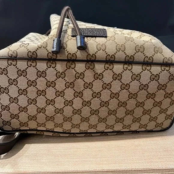 Gucci Tan and Brown Monogram Backpack - Picture 9 of 13